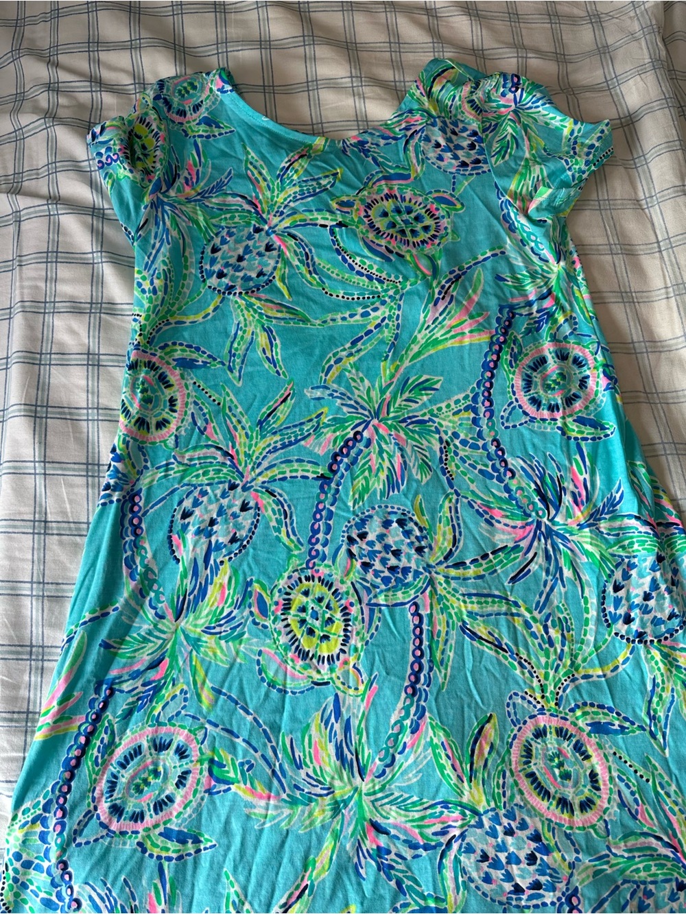 Lily Pulitzer Turquoise Tropical turtle Print Short Sleeve Dress